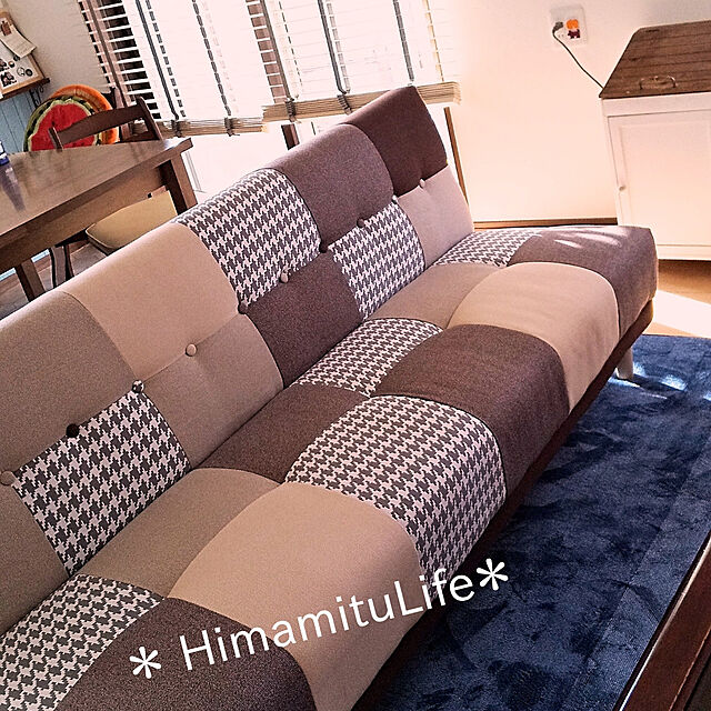 H+M+S...HappyLife...の-ソファーベッド シンプル ソファベッド コンパクト シングル 折りたたみ 脚付き 3人掛け リクライニング ファブリック 布張り カジュアル パッチワーク モダン 北欧 おしゃれの家具・インテリア写真