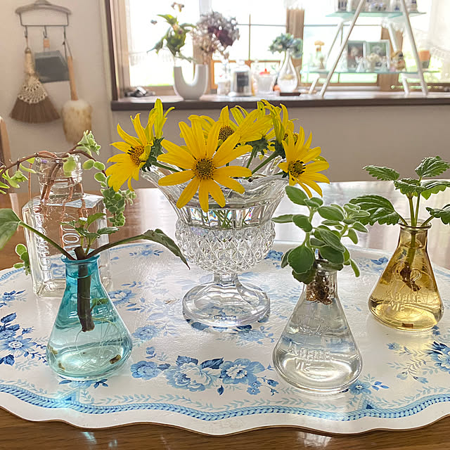 花瓶 中 カメイガラス ヴィンテージフラワーベース 金箔入り花瓶