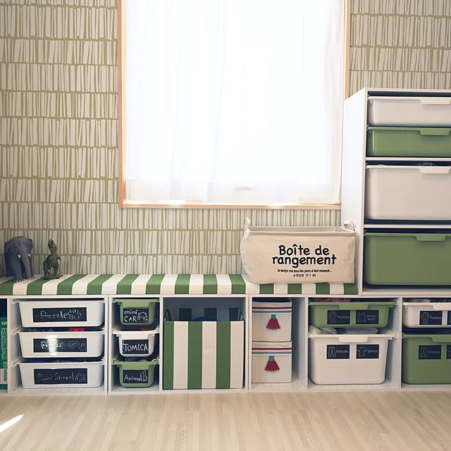 Tomomiのイケア-IKEA イケア 布地 幅150cm SOFIA 幅広ストライプ ホワイト グリーン 201.600.35の家具・インテリア写真