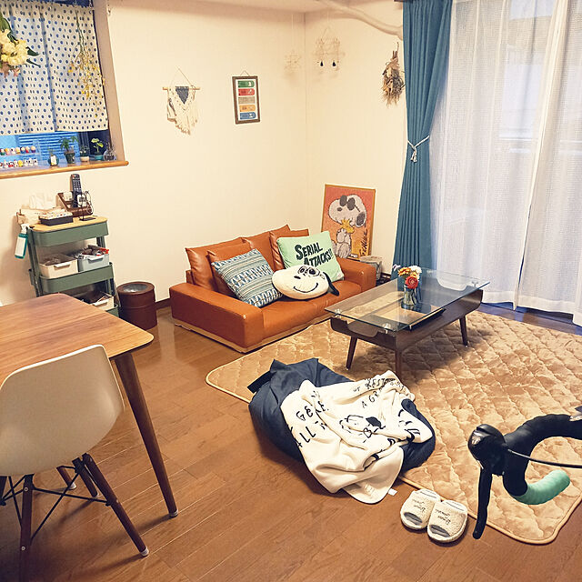 pyons_0105の-salut!(サリュ) ホーム マルチパターンフロッキークッションカバー ブルーの家具・インテリア写真