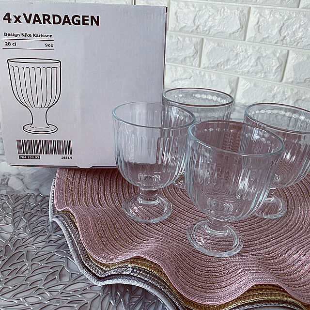 kaoのイケア-IKEA　イケア　VARDAGEN ヴァルダーゲン ゴブレット　クリアガラス　4個組　グラス　食器　水差し　カップ　デザート　パーティ　輸入の家具・インテリア写真