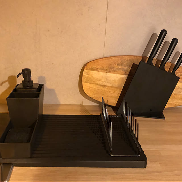 【IKEA イケア】JAMFORA イェムフォーラ ナイフ立て ナイフ3本付き ブラック 包丁セット 3本 (903.468.32