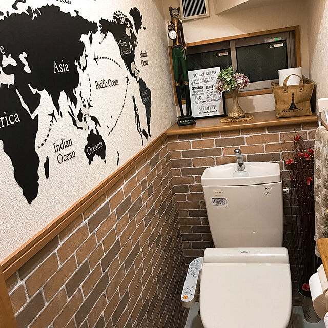 taekochandesuの-ウォールステッカー 世界地図 ワールドマップ 地図 マップ ウォールシール 北欧 カフェ CAFE リビングの家具・インテリア写真
