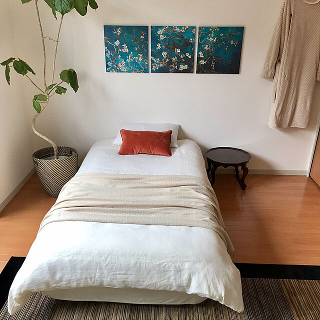 RiraのFANBH-3パネルアーモンドブロッサムキャンバスアート絵画家の壁の装飾印象派花キャンバスプリントリビングルーム用Cuadros 40x40cm（15.7x15.7インチ）フレームなしの家具・インテリア写真