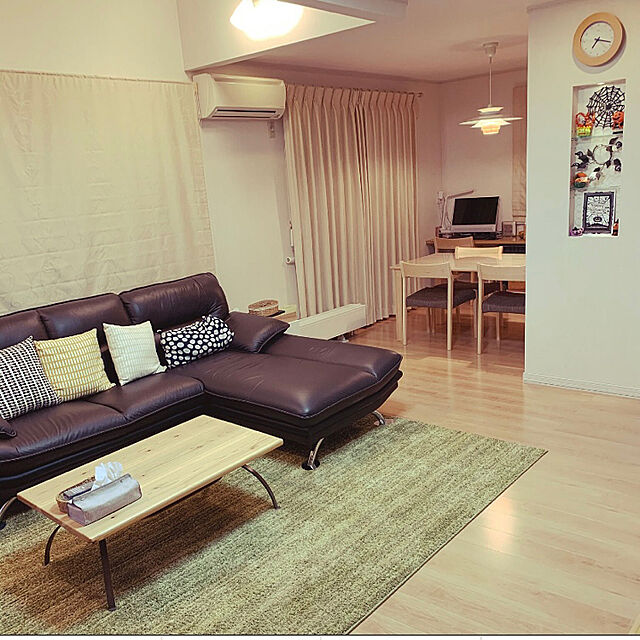 satoのニトリ-本革カウチソファ(ロゾ4 DBR L ホンカワ) の家具・インテリア写真