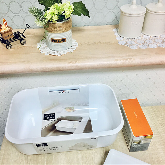 yukimaruのオーエ-オーエ 洗い桶 ホワイト 約縦34×横22×奥行11.5cm スマートホーム ウォッシュタブ シンク コンパクト シンプルの家具・インテリア写真