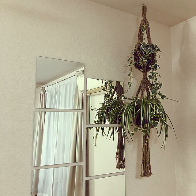 ajysの-マクラメハンギング バスケット付き プランターハンガー 観葉植物 プラントハンガー 鉢 吊るす プラントホルダー 飾る マクラメグリーン 64710の家具・インテリア写真