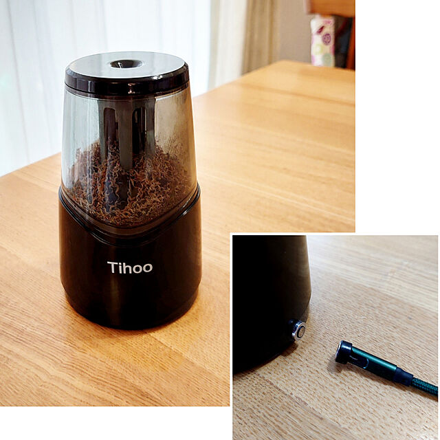 ToReTaRiのtianhong-Tihoo電動シャープナー 鉛筆削り 6-12mmの鉛筆適用 USB充電 ムダ削り防止 子供 学校 事務用（シルバー）の家具・インテリア写真