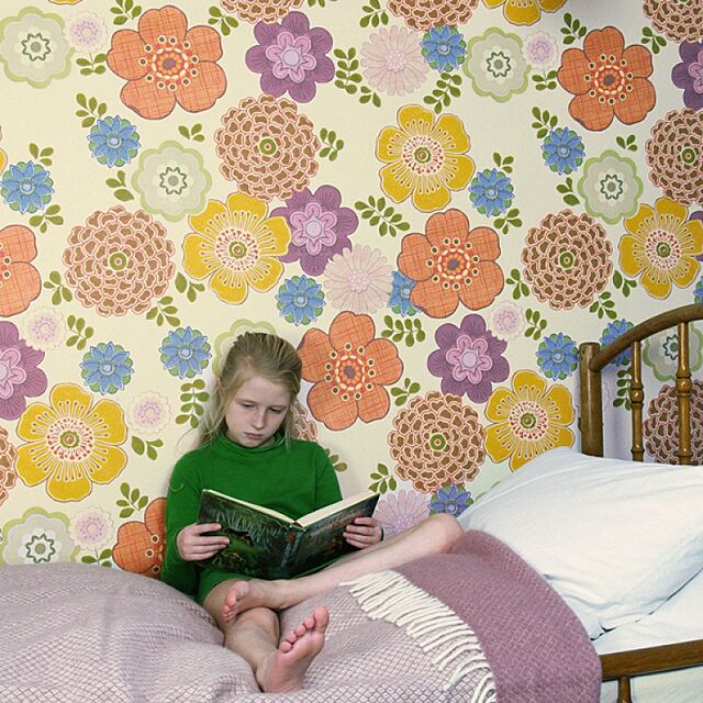 kabegamiyahonpoの-輸入壁紙 オランダ製 インケ Vintage Bloem4パネル1セットフリース壁紙(不織布)の家具・インテリア写真