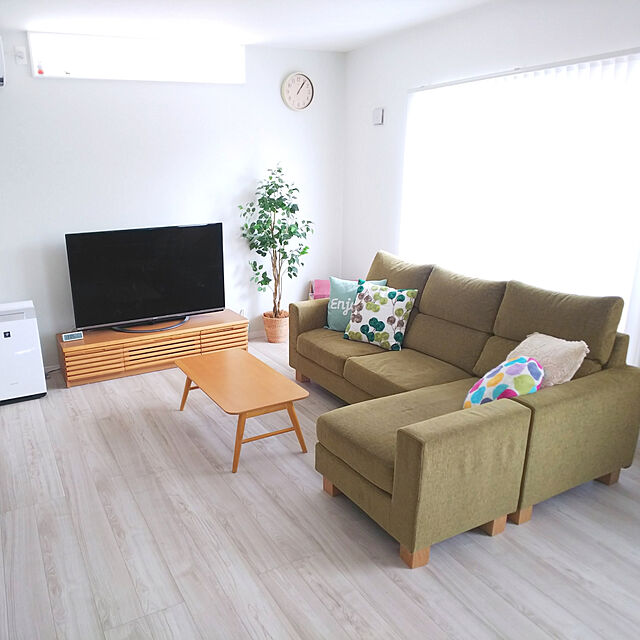 honobono.のニトリ-クッションカバー(リーフドラムGR) の家具・インテリア写真