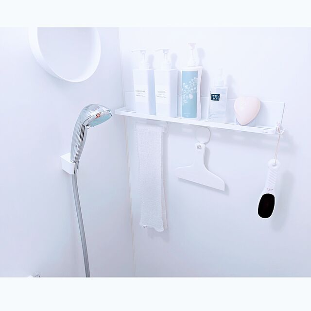 megurinの山崎実業-山崎実業(Yamazaki) マグネット バスルームラック ロング ホワイト 約W60XD8.5XH8cm タワー 浴室収納 水はけ穴あり フック付き 4858の家具・インテリア写真