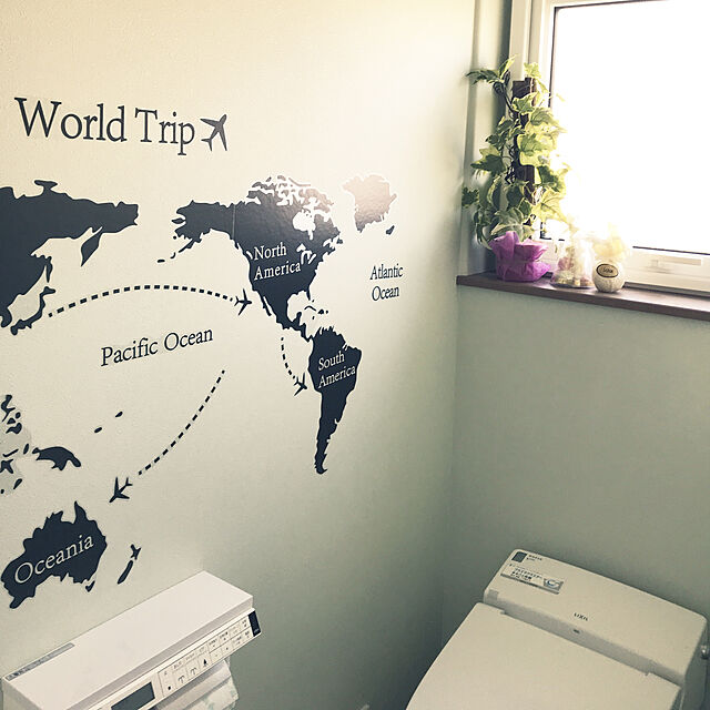 yukichi.wanwaの-ＮＳＤ　ウォールステッカー 世界地図 壁紙 map of the world ウォールペーパー 　見本図付きの家具・インテリア写真