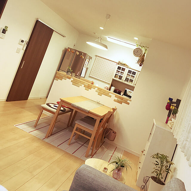 meme________chanのニトリ-布張りカウチソファ(クレセント3 KD DBR) の家具・インテリア写真