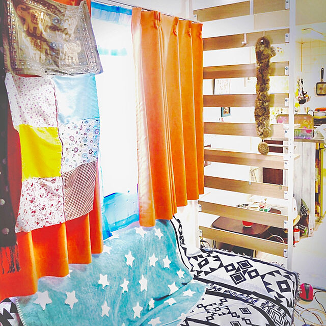 yuuのニトリ-遮光1級・遮熱・防炎・156サイズ・45色 オレンジ(OR-1 100×80×2) の家具・インテリア写真