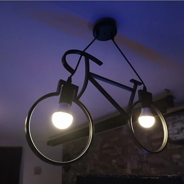 mmyrsのZPLZPLMW-ノルディックモダンシャンデリア、シャンデリアアメリカンスタイルの自転車形のダイニングルームとキッチンホワイヤ（ブラック）のための2つのランプの家具・インテリア写真