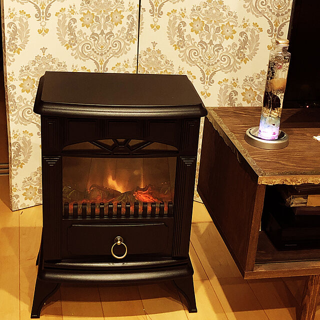 saory428の山善-[山善] 暖炉型ヒーター 疑似炎 照度調整機能付き アンティーク ブラック YDH-SK10(B)の家具・インテリア写真
