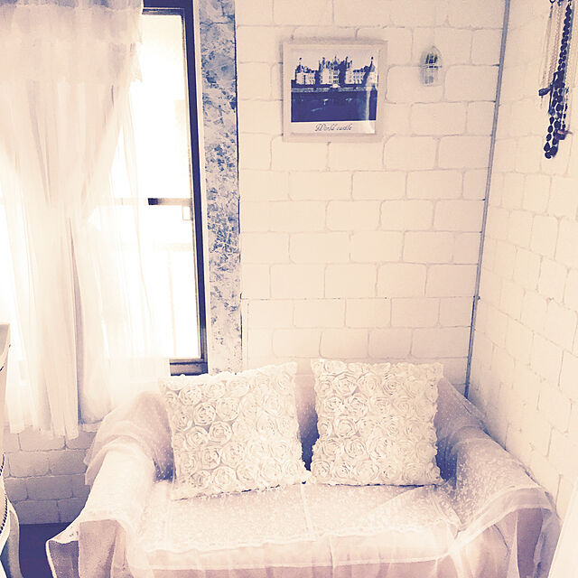 mariaの-お花のクッションカバー 45×45cm 1枚 [メール便送発送] 背当てカバー ロザリー バラ フラワー かわいい ナチュラル フェミニンの家具・インテリア写真