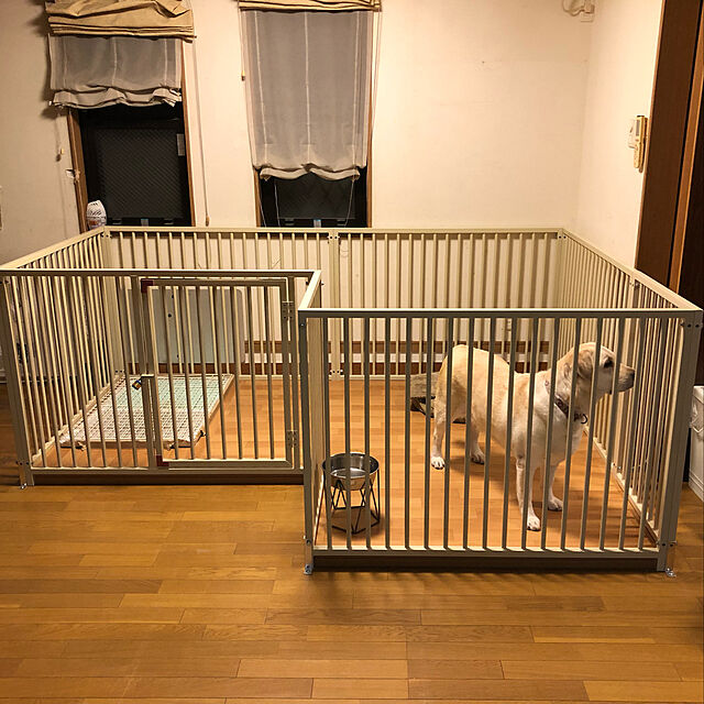 sarahemmaの-犬 大型犬 サークル ケージ 6枚組パネルセット スチール製 9-6S アイボリー 屋根なし 高さ900×W2400×D1250mm 屋外・室内 兼用の家具・インテリア写真