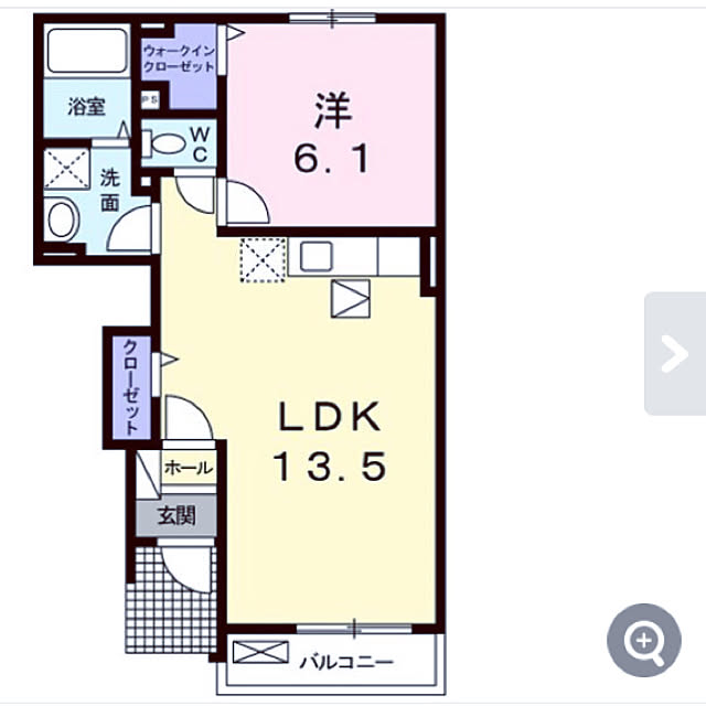 ウォークインクローゼット メゾネット 間取り図 一人暮らしのインテリア実例 18 03 29 09 09 38 Roomclip ルームクリップ