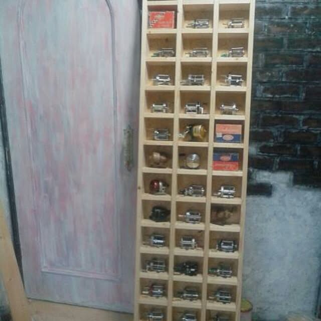 棚/DIY/廃物利用/日本家屋/戦前のアンティーク釣具&hellip;などのインテリア実例 20150902 124357