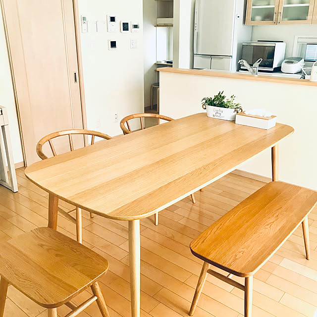 無印良品 オーク材テーブル・丸脚・幅120cm-