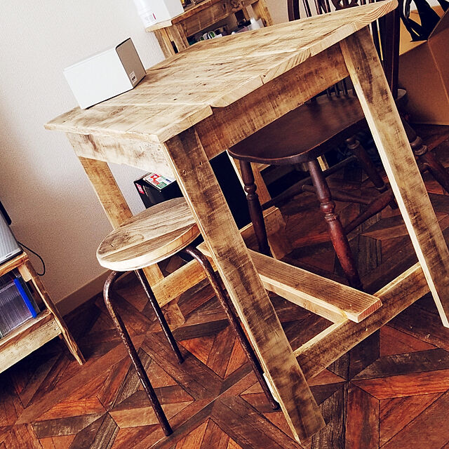 木製テーブル リサイクルウッド ワーキングテーブル コンパクト 