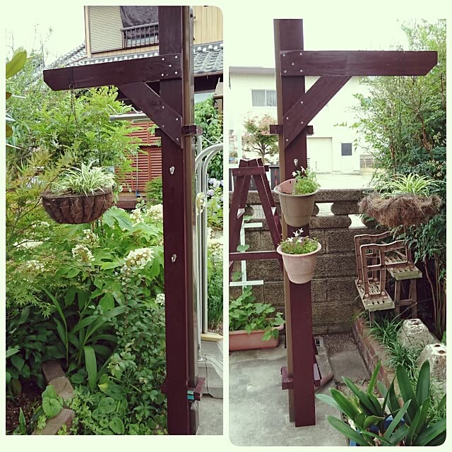 部屋全体 物干し台 カーポートの 支柱利用 ハンギング掛け Diy などのインテリア実例 16 06 15 17 44 07 Roomclip ルームクリップ