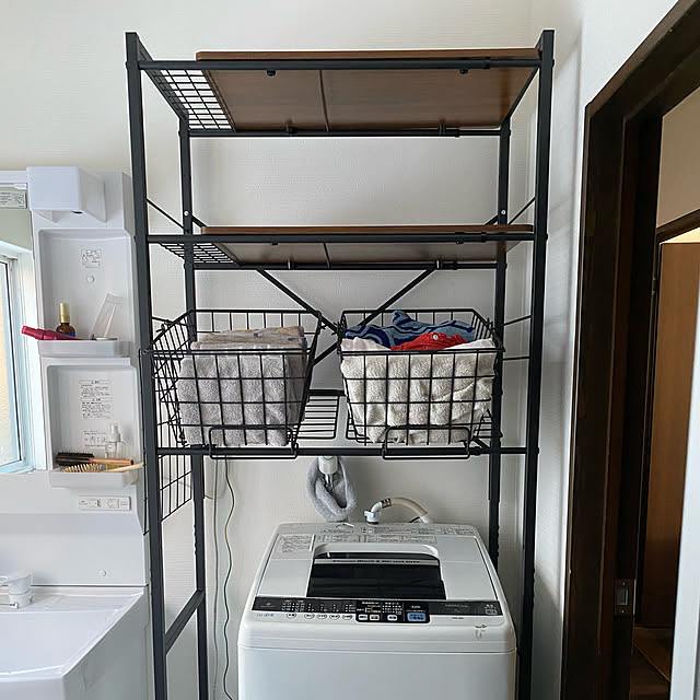 品質は非常に良い エカンズ ランドリーラック バスケット付き 【ホワイト】 - バス/トイレ収納