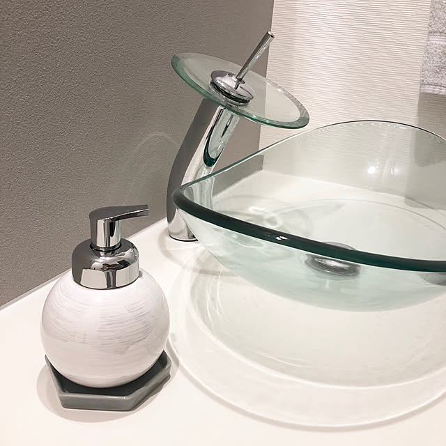 Homelava 洗面ボール 手洗い器おしゃれ 彩色上絵洗面ボウル 蛇口セット 洗面台 手洗い器 強化ガラス製 排水金具付 透明 灰色のレビュー クチコミとして参考になる投稿7枚 Roomclip ルームクリップ