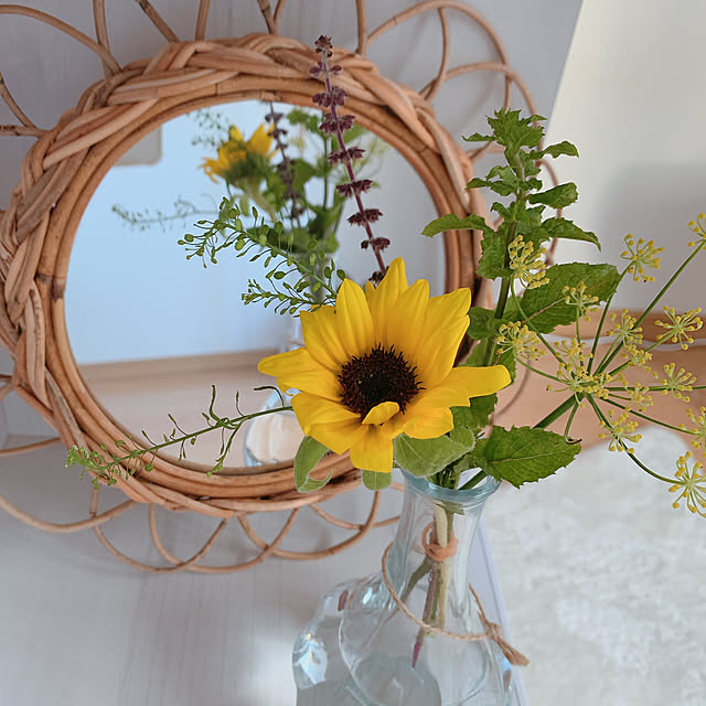 Lサイズ アラログフラワーミラー 壁掛け お洒落 鏡 ディスプレイ プレゼント お花 風水のレビュー クチコミとして参考になる投稿6枚