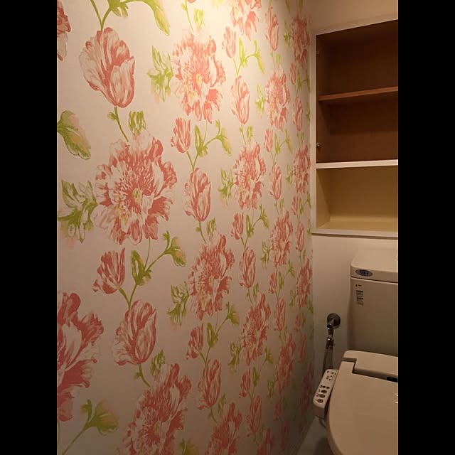 バス トイレ 輸入壁紙 デコール岡山 花柄 Camengoのインテリア実例 15 07 31 10 32 04 Roomclip ルームクリップ