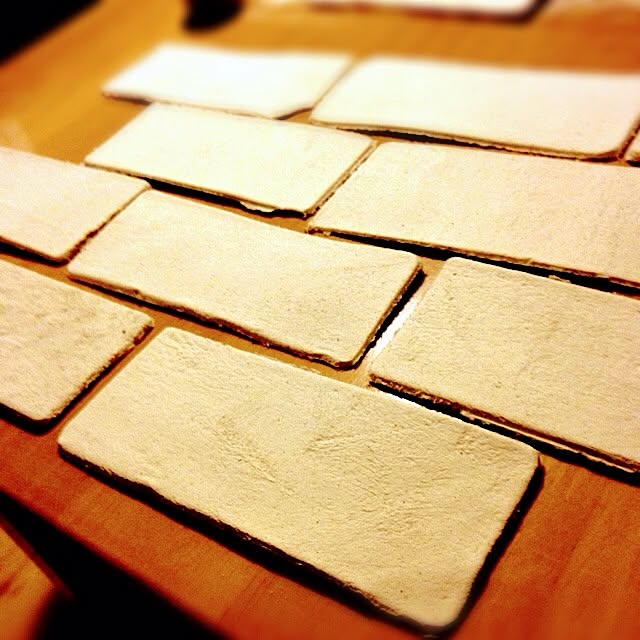 キッチン 石粉粘土 粘土 手作り レンガ風 などのインテリア実例 14 01 18 41 03 Roomclip ルームクリップ