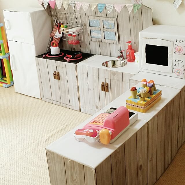 キッチン こども部屋 セリア トイザらス 段ボール などのインテリア実例 16 06 24 08 58 32 Roomclip ルームクリップ