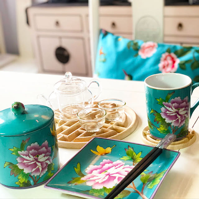 写真付きレビュー The Secret Garden シノワズリ ガラスティーセット 中国茶器 耐熱ガラス 品茗杯 水平壺 耐熱 急須 フタ付 茶こし付 ティーポット アンティーク風 雑貨 モダン おしゃれ かわいい インテリア テーブルコーデ オリエンタル アジアンテイスト ザ