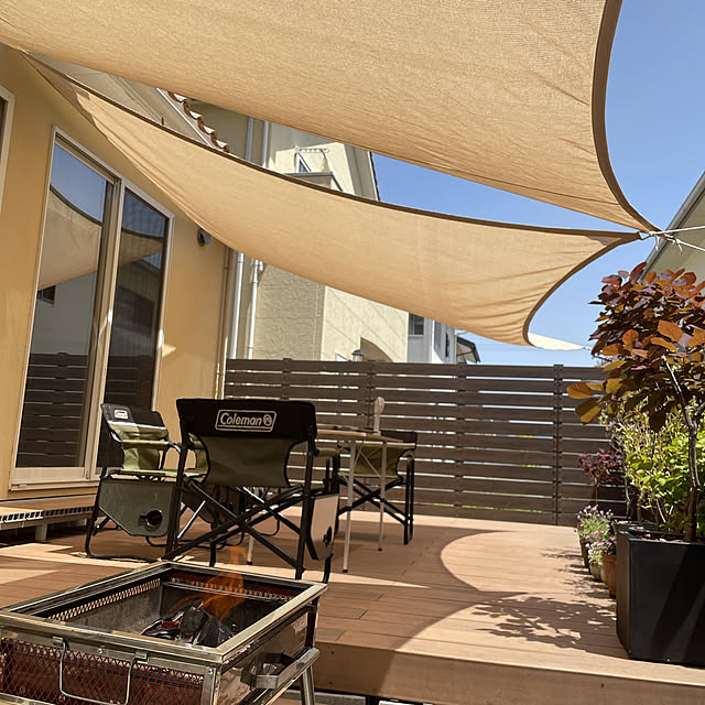 写真付きレビュー コールマン アウトドアチェア2点セット サイドテーブル付デッキチェア オリーブ Colemanの通販商品 口コミ情報 Roomclipショッピング