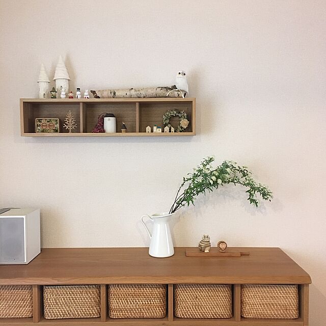 無印良品 壁に付けられる家具・箱・幅８８ｃｍ・オーク材 - 木製ラック 