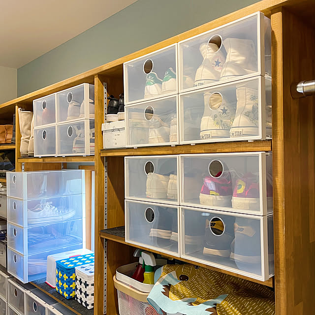 シューズラック カバー シューズケース 組立簡単 クリア 玄関 靴 工具