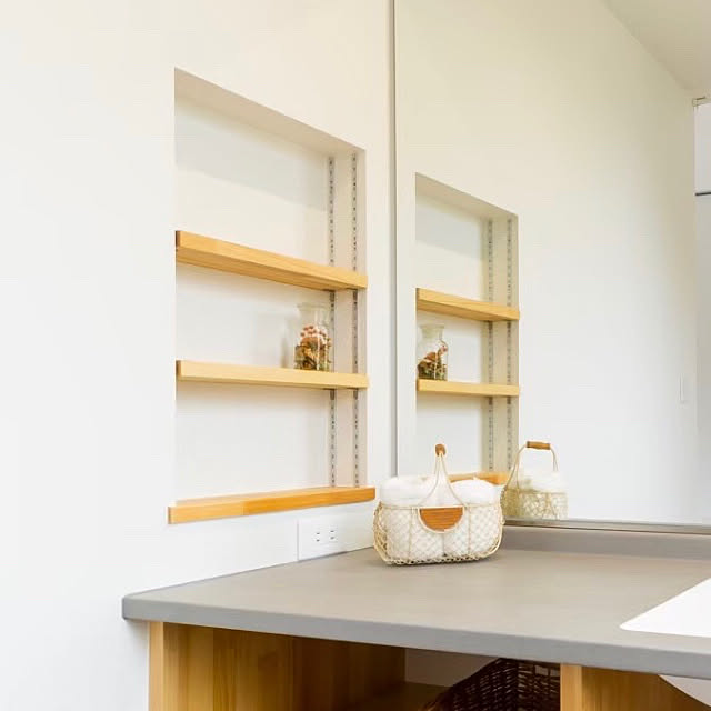 洗面台収納 ニッチ 可動棚収納 造作洗面台 バス トイレのインテリア実例 06 12 17 11 18 Roomclip ルームクリップ