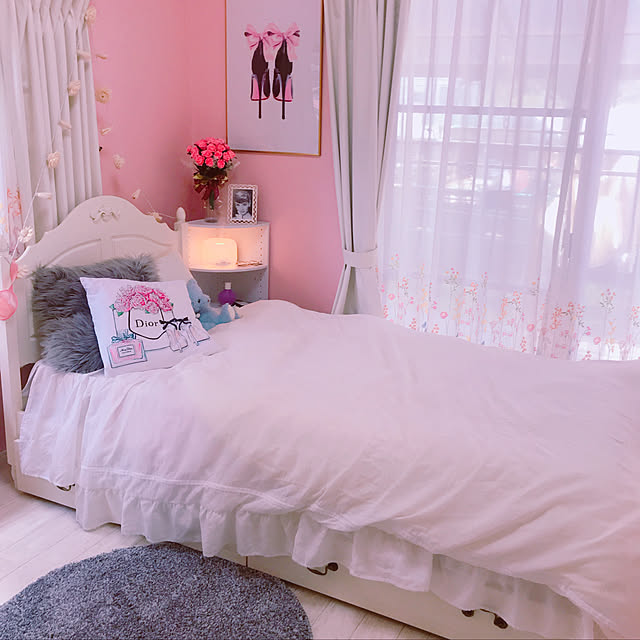 写真付きレビュー 送料無料 スイートローズレース布団カバー3点セット 洋シングル ホワイト 姫系 かわいい 可愛い カワイイ 姫系家具 プリンセス 姫インテリア ロマンティック お姫様 おしゃれの通販商品 口コミ情報 Roomclipショッピング