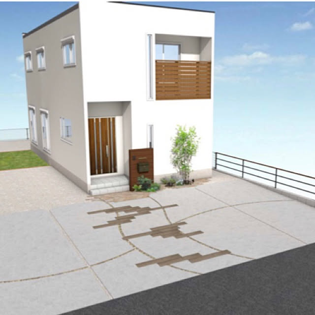 玄関 入り口 アプローチ 駐車場 枕木風 マイホーム計画 などのインテリア実例 18 11 25 12 59 27 Roomclip ルームクリップ