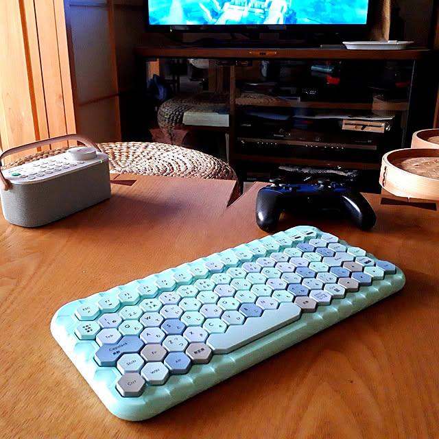 写真付きレビュー スーパーsaleポイント10倍 ワイヤレス キーボード マウス セット ハニーカラフル かわいい 可愛い おしゃれ オシャレ パソコン 日本語配列 ピンク ノートパソコン おすすめ 無線 ノート Pc カラフル デザイン 人気 コードレス デスクトップ