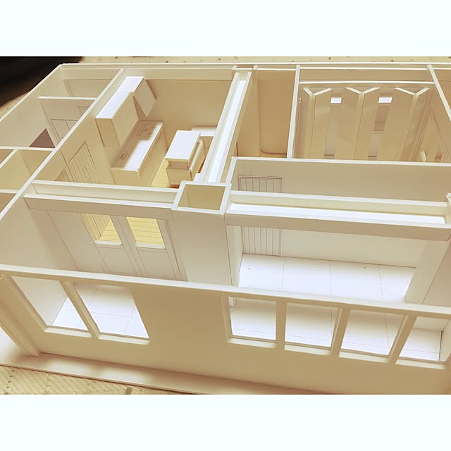 部屋全体/中古マンションリノベーション/2DK/建築模型/スチレンボードのインテリア実例 20170226 172830
