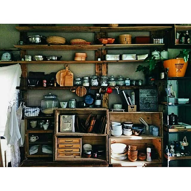 キッチン/DIY/りんご箱/手作り/古道具/インスタと同じpic&hellip;などのインテリア実例 20160220 201835
