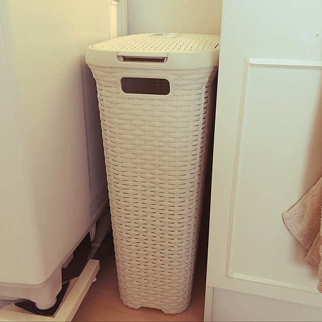 ラタン調ランドリーバスケット40l ホワイト Cv Curver 収納 洗濯かご ランドリー収納 ランドリーバッグ 洗濯カゴ ランドリーボックス 脱衣かご 洗濯かご おしゃれ 収納 洗面所 洗濯物入れ サニタリー ふた付き スリム プラスチック ダストボックス ゴミ箱 にも