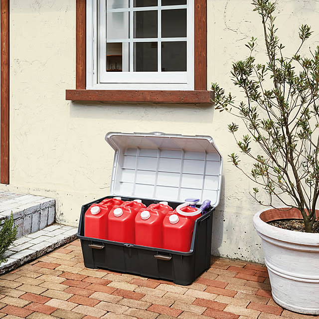 大きく開くコンテナー 140l チャコールグレー屋外収納 おしゃれ 屋外 ストッカー コンテナ 物置 収納ボックス コンテナボックス 灯油タンク ポリタンク 収納 宅配ボックス 大容量 プラスチック 天馬のレビュー クチコミとして参考になる投稿1枚