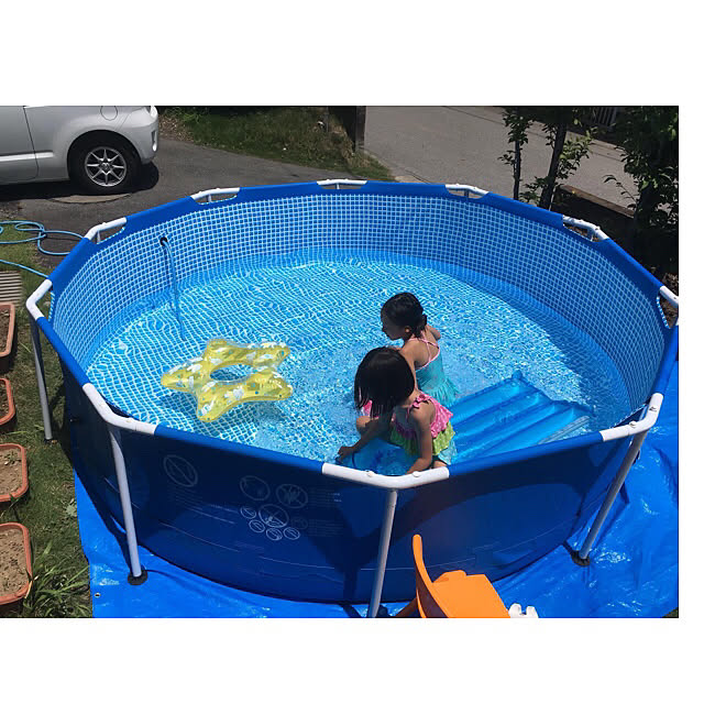 ナイトプール 自宅プール Intexプール Intexのプール Intex などのインテリア実例 06 05 17 57 38 Roomclip ルームクリップ