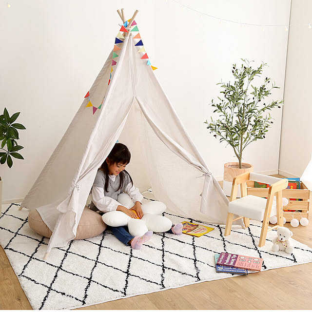 写真付きレビュー キッズテント 無地タイプ Fuu ふう Og おしゃれ 女の子 ティピー 子供 遊具 おもちゃ ままごと 部屋 プレイハウス シンプル 室内テント 屋内テント 韓国 男の子 子ども 室内 屋内 プレゼント ギフト 孫 誕生日 テントハウス 子供用テント キッズ