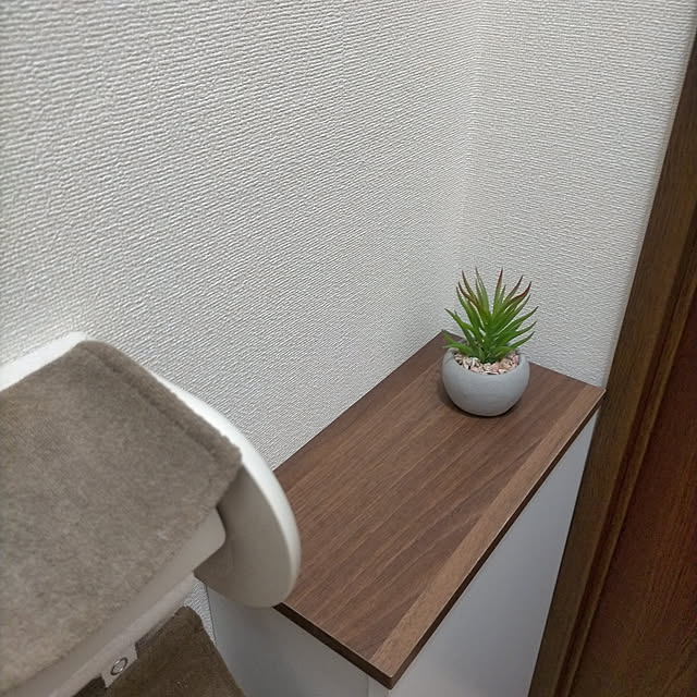 トイレラック トイレ 収納 薄型 スリム おしゃれ 隠す 棚付き トイレブラシ スタンド 小物 賃貸 木目 ナプキン ゴミ箱 スマホ置き 掃除用具収納 棚 ラック 台 フラットデザイン トイレ収納 コーナー コーナーラックのレビュー クチコミとして参考になる投稿2枚