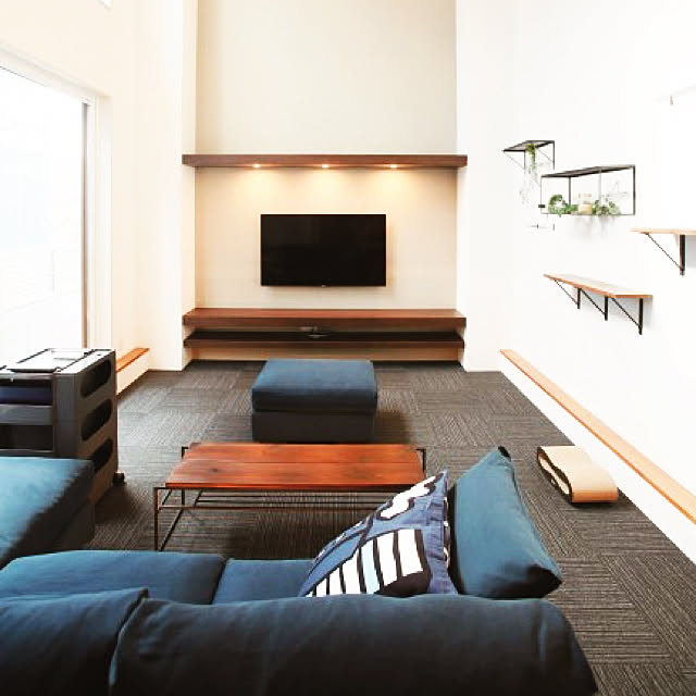 リビング テレビボード 新築マイホーム 注文住宅 段下がりリビング などのインテリア実例 18 02 09 13 05 03 Roomclip ルームクリップ