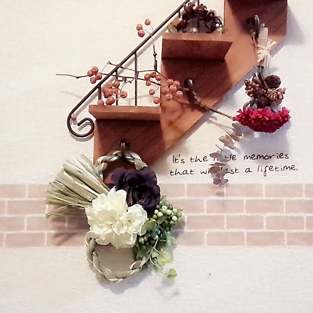 玄関 入り口 ｾﾘｱ マスキングテープレンガ ウォールステッカー セリア Salyu などのインテリア実例 17 12 17 23 41 54 Roomclip ルームクリップ